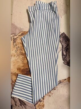 Old Navy Blue and White Vertical Stripe Chinos